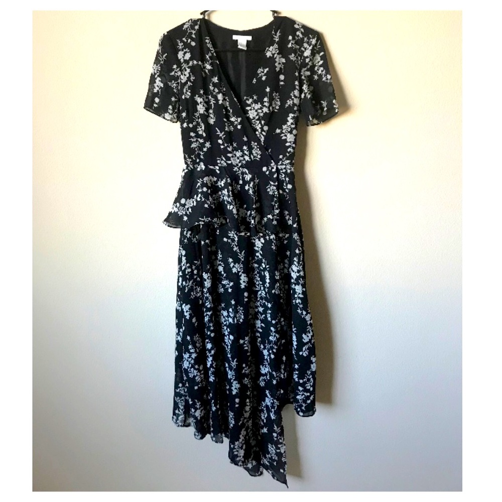 NWOT H&M Black Floral Asymmetrical Dress